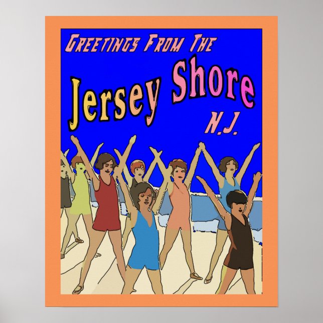 Pôster Crianças em Jersey Shore, adicionar texto ou nomes (Frente)