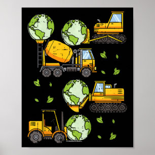 Poster Crianças Escavadoras Construindo o Ambiente do Dia