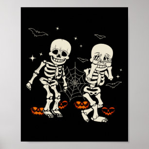 Poster Crianças Esqueleto Dança Griddy no Halloween Doces