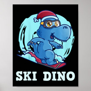 Poster Crianças Esquiando Crianças Esqui Dino Esquiador D