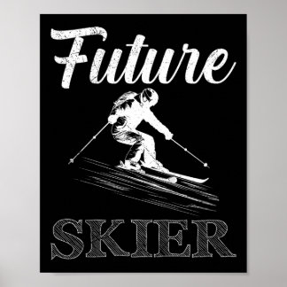 Poster Crianças Esquiando Futuro Skier Engraçado Cedo Par