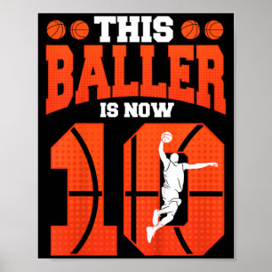 Poster Crianças Este Basquetebolista Tem 10 Basquetebol A