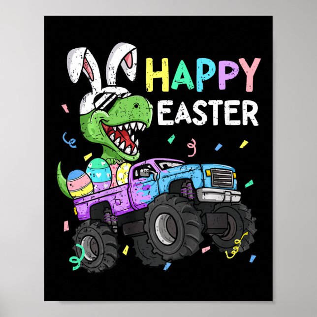 Poster Crianças Felz pascoa T-rex Monster Monster R (Frente)