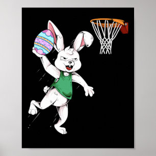 Poster Crianças felzs pascoa Bunny Dunk Bysketbyll Easte