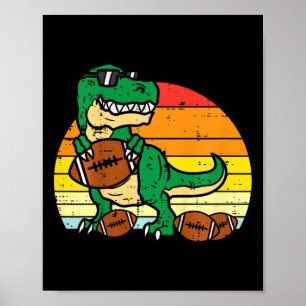 Poster Crianças Futebol Americano Trex Dinossauro Retro M