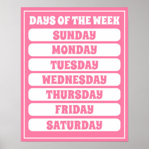 Poster Crianças Geladas Dias Rosa Da Semana Aprendendo Me