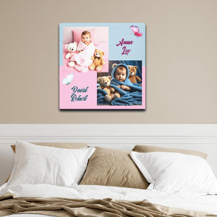 Poster Crianças Gêmeas Doces 2 Fotos Personalizadas