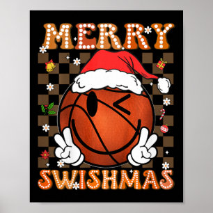 Poster Crianças Groovy Feliz Swishmas Natal Basketba