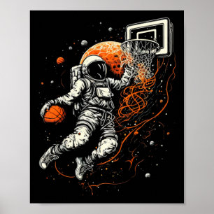 Poster Crianças Legal Bysketbyll Espacial com Astronauta
