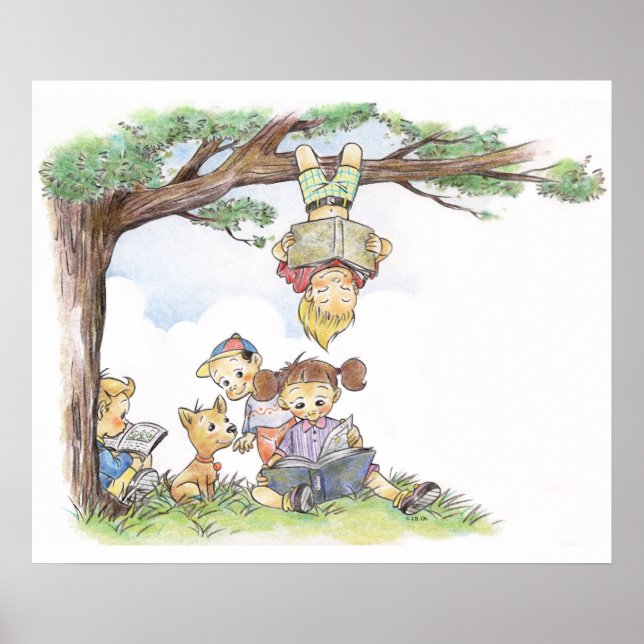 Poster Crianças Lendo Debaixo da Árvore (Frente)