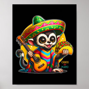 Poster Crianças Macacos Mexicanos Com Sombrero E Poncho C