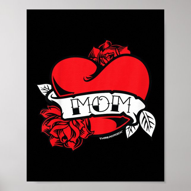 Poster Crianças Mãe Tatuagem Cardíaca (Frente)