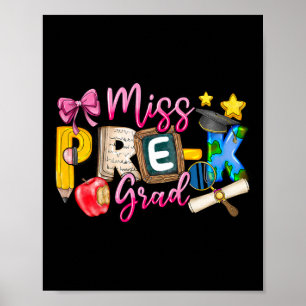 Poster Crianças Meninas Meninas de Pré-k Formando Graduaç