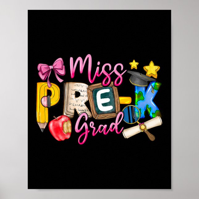 Poster Crianças Meninas Meninas de Pré-k Formando Graduaç (Frente)