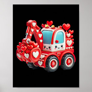 Poster Crianças Meninos Kawaii Namorados Red Construction