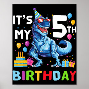 Poster Crianças Monster 5 Birthday Garoto 5 Anos
