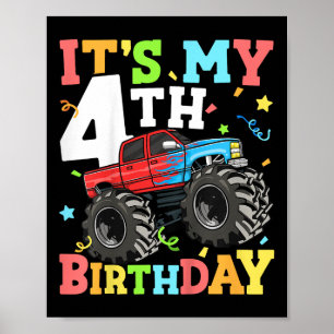 Poster Crianças Monster Truck É Meu Quarto Aniversário 4