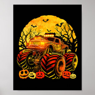 Poster Crianças Monstro Caminhão Halloween Jack O Lantern