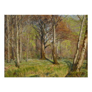 Pôster Crianças na floresta de primavera H.A. Brendekilde