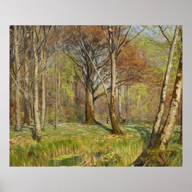 Poster Crianças na floresta primavera H.A. Brendekilde (Frente)