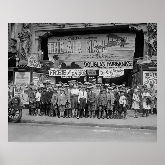 Pôster Crianças no Cinema, 1925. Foto Antiga (Frente)