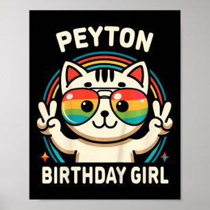 Poster Crianças Nome Peyton Birthday Girl Cat