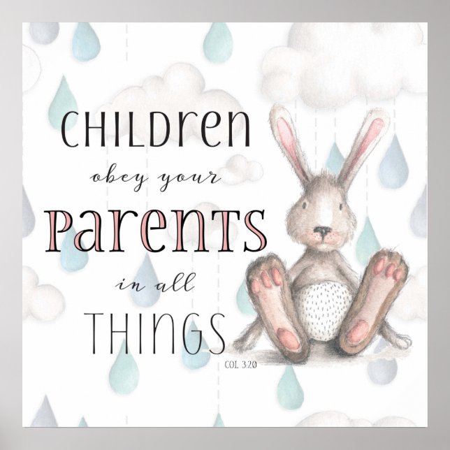 Pôster Crianças Obedecem Seus Pais - Col. 3:20 (Frente)