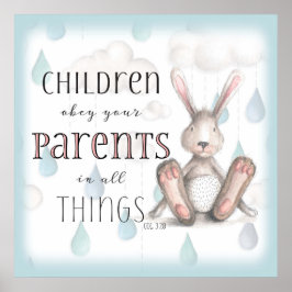 Pôster Crianças Obedecem Seus Pais - Col 3:20 Blue