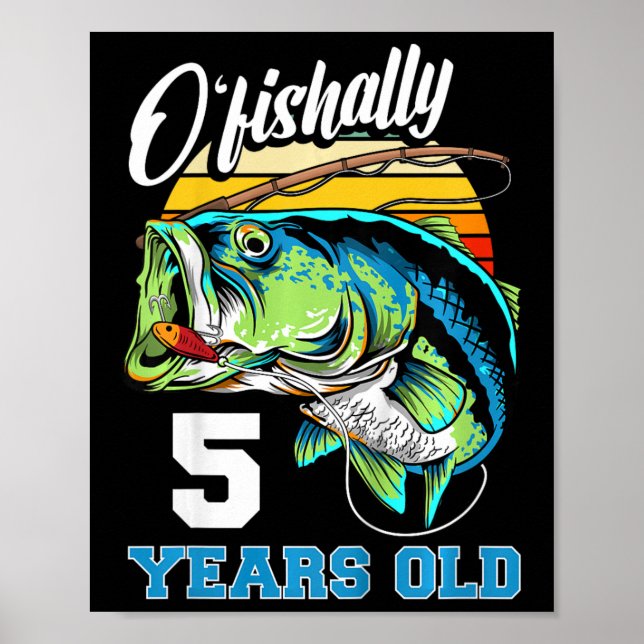 Poster Crianças Ofishally, 5 Anos, Pescador 5, Aniversári (Frente)