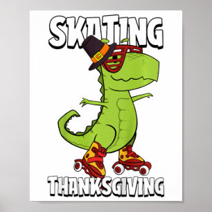 Poster Crianças Patinando Dia de Ação de Graças Cilindro