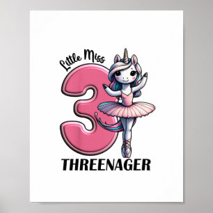 Poster Crianças Pequena Senhorita Três Anos Três 3º Anive