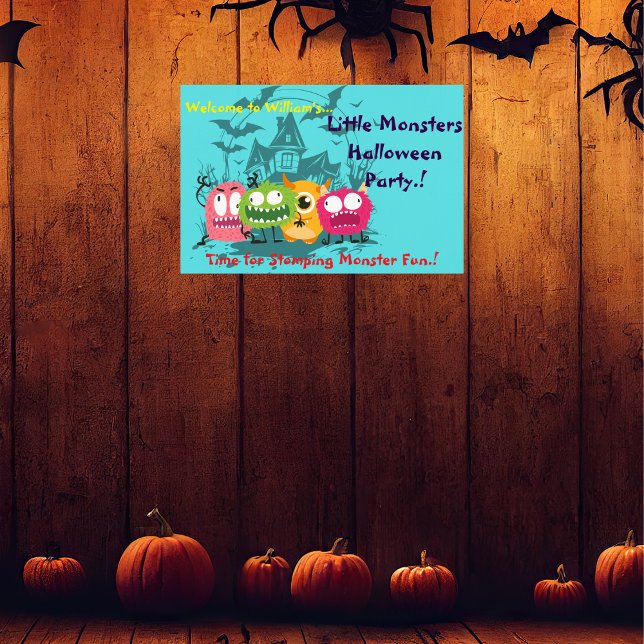 Poster Crianças Pequenos Monstros Festa de Halloween (Little Monsters Halloween Party Wall Poster)