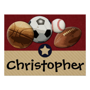 Pôster Crianças Personalizadas - Arte de Muro de Esporte
