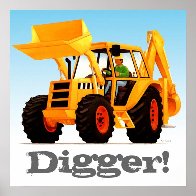 Pôster Crianças Personalizadas - Digger Amarelo (Frente)