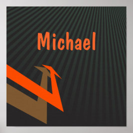 Poster Crianças Personalizadas Nome Preto com Seta Modern