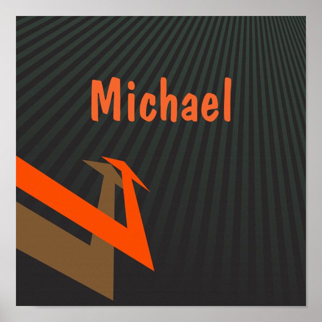 Poster Crianças Personalizadas Nome Preto com Seta Modern (Frente)