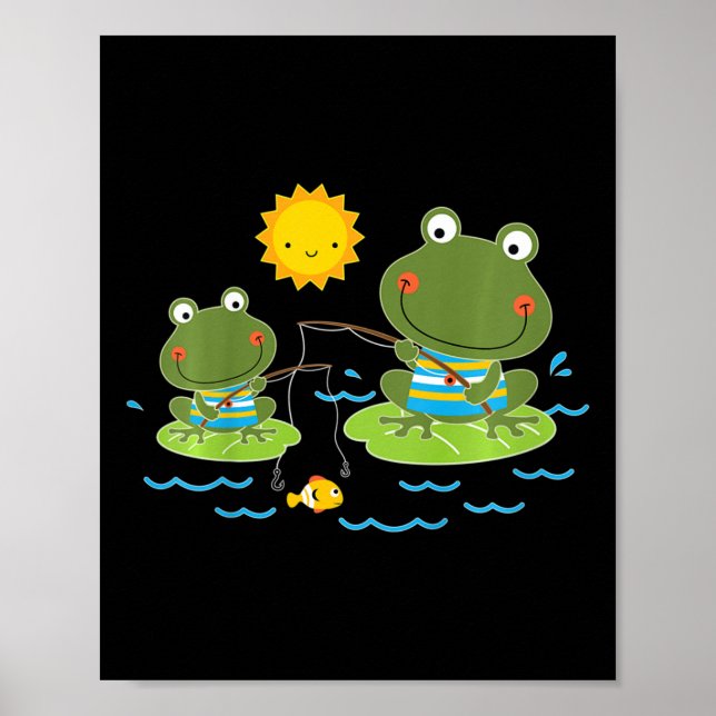 Poster Crianças Pescando Rãs Cute Pescador  (Frente)