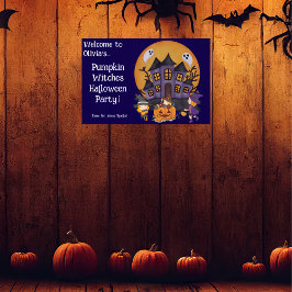 Poster Crianças Pumpkin Bruxas Festa de Halloween