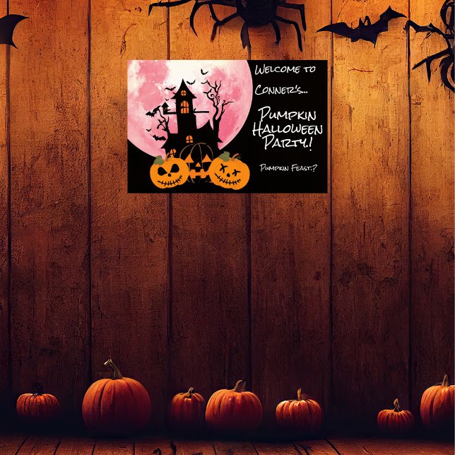 Poster Crianças Pumpkin Festa de Halloween (Pumpkin Halloween Party Wall Poster)