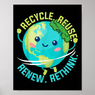Poster Crianças Reutilizam Renovação de Reciclar Repensar