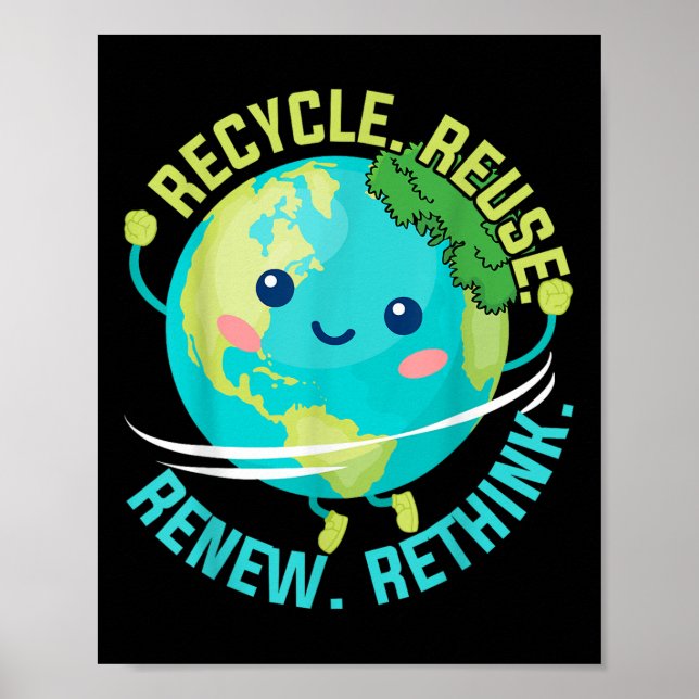 Poster Crianças Reutilizam Renovação de Reciclar Repensar (Frente)