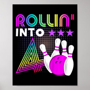 Poster Crianças Rollin em 4 Boliches Festa de aniversário