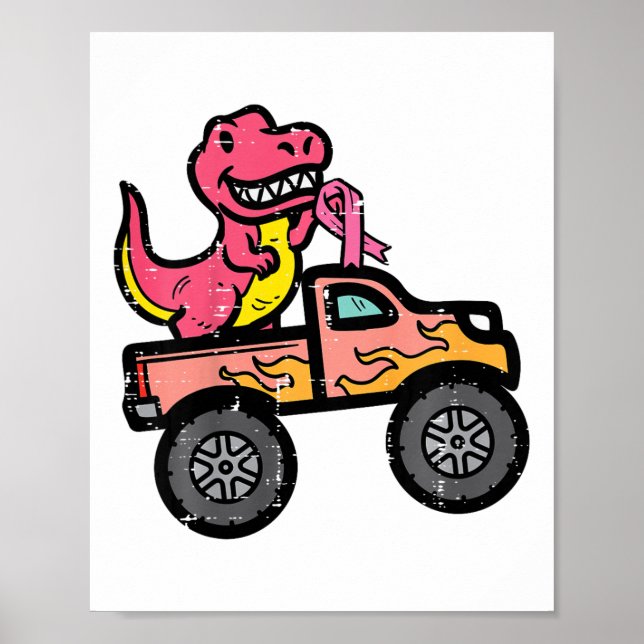 Poster Crianças Rosa Dino Monstro Cancer de Mama de Camin (Frente)