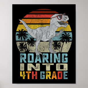 Poster Crianças Rugindo no 4º Ano Dinossauro T Rex De Vol