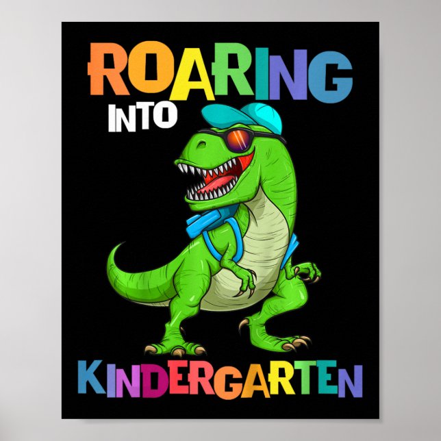 Poster Crianças Rugindo no Dinosaur T Rex Byck do Jardim  (Frente)
