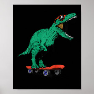 Poster Crianças Skater Skateboarding T-rex Dinossauro Ck
