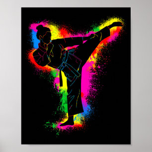 Poster Crianças Taekwondo Colorido Artes Marciais Mulhere