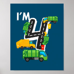 Poster Crianças, tenho 4 anos, garoto de aniversário