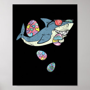 Poster Crianças Tubarões Caçando Ovos Páscoa Engraçado Pr
