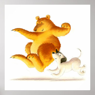 Pôster Crianças, Urso Engraçado e Cachorro Bonito